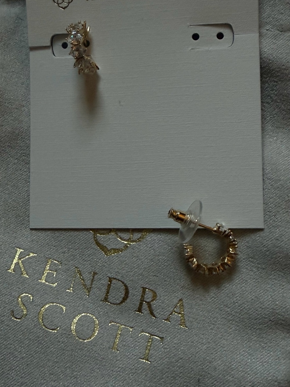 Kendra Scott Gold and crystal huggies earrings - Picture 5 of 5